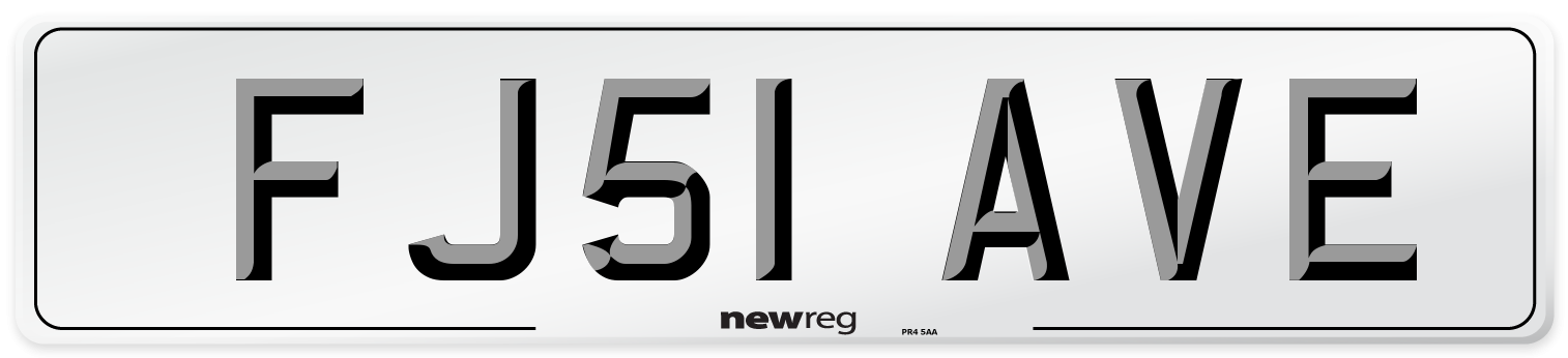 FJ51 AVE Number Plate from New Reg